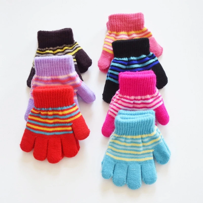Baby Boys Girls Full Finger Gloves Winter Knitted Stripe Mitten Kids Outdoor Gloves for 1 2 3 4 5 Years Old Children Accessories - Image 3