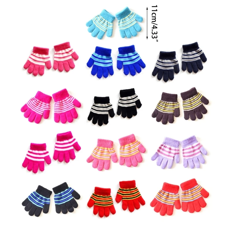 Baby Boys Girls Full Finger Gloves Winter Knitted Stripe Mitten Kids Outdoor Gloves for 1 2 3 4 5 Years Old Children Accessories - Image 6
