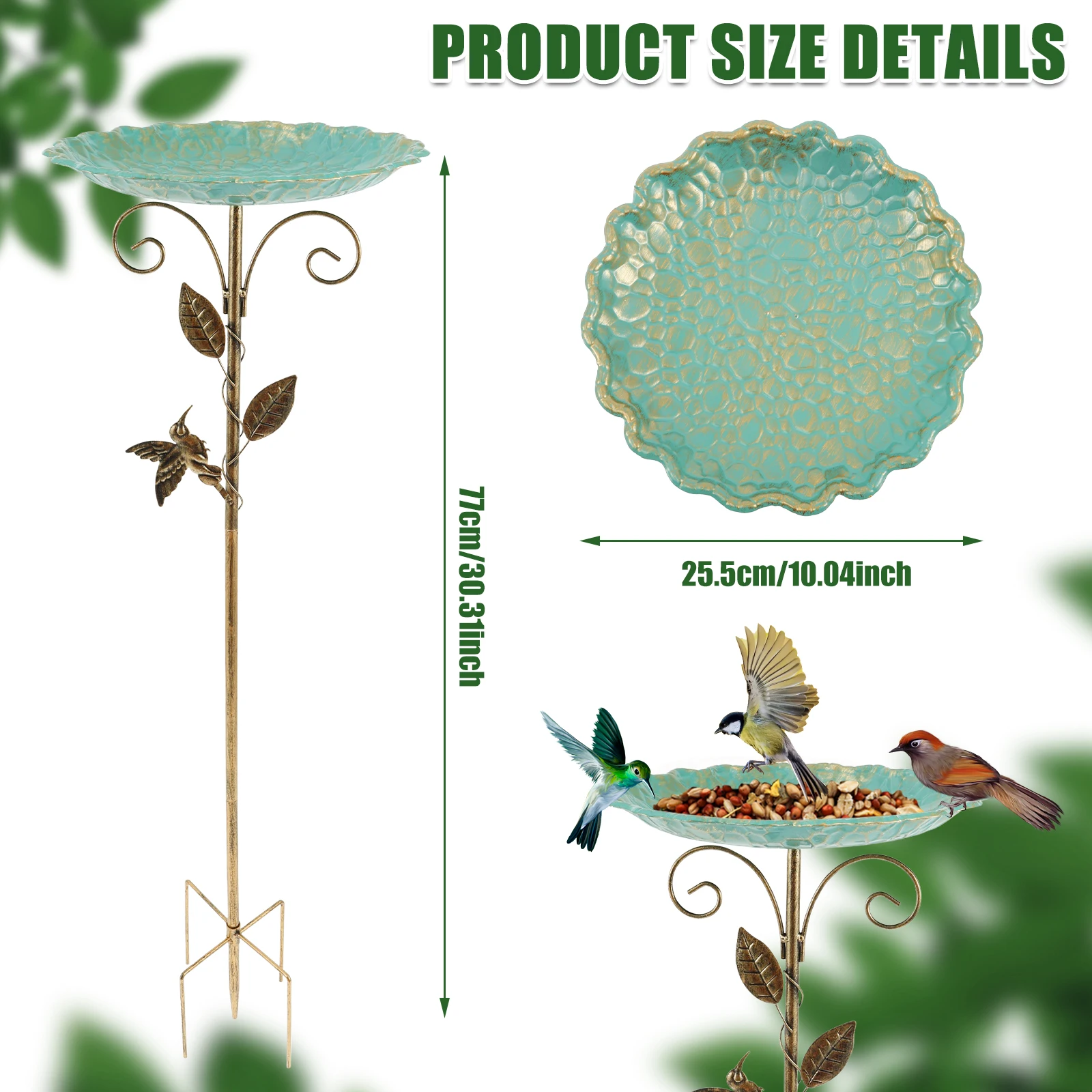 Bird Bath Feeder Bowl Iron Garden Outside Standing Vintage Sturdy Garden Patio Yard Lawn Stake Decoration - Image 6