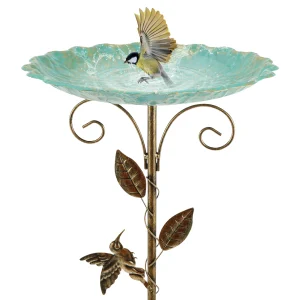 Bird Bath Feeder Bowl Iron Garden Outside Standing Vintage Sturdy Garden Patio Yard Lawn Stake Decoration