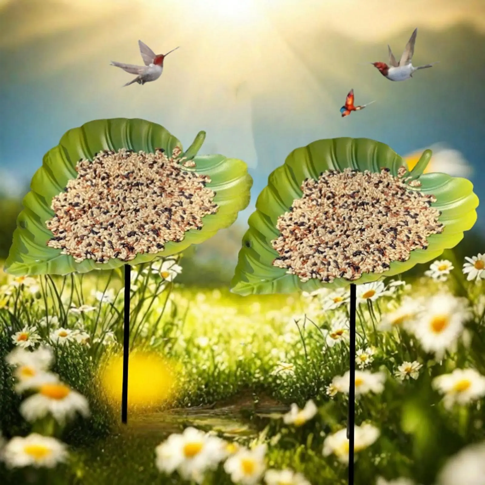 Bird Baths for Outdoors,Bird Feeder Bath,Leaf Shape Detachable Pole Birdfeeder with Metal Stake for Outdoor,Garden,Courtyard Bird Baths for Outdoors,Bird Feeder Bath,Leaf Shape Detachable Pole Birdfeeder with Metal Stake for Outdoor,Garden,Courtyard