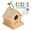 Bird House Kit Wooden Educational Hands-On Birdhouse Building Painting Kit for Spring Summer Home School Classroom Camp Holiday