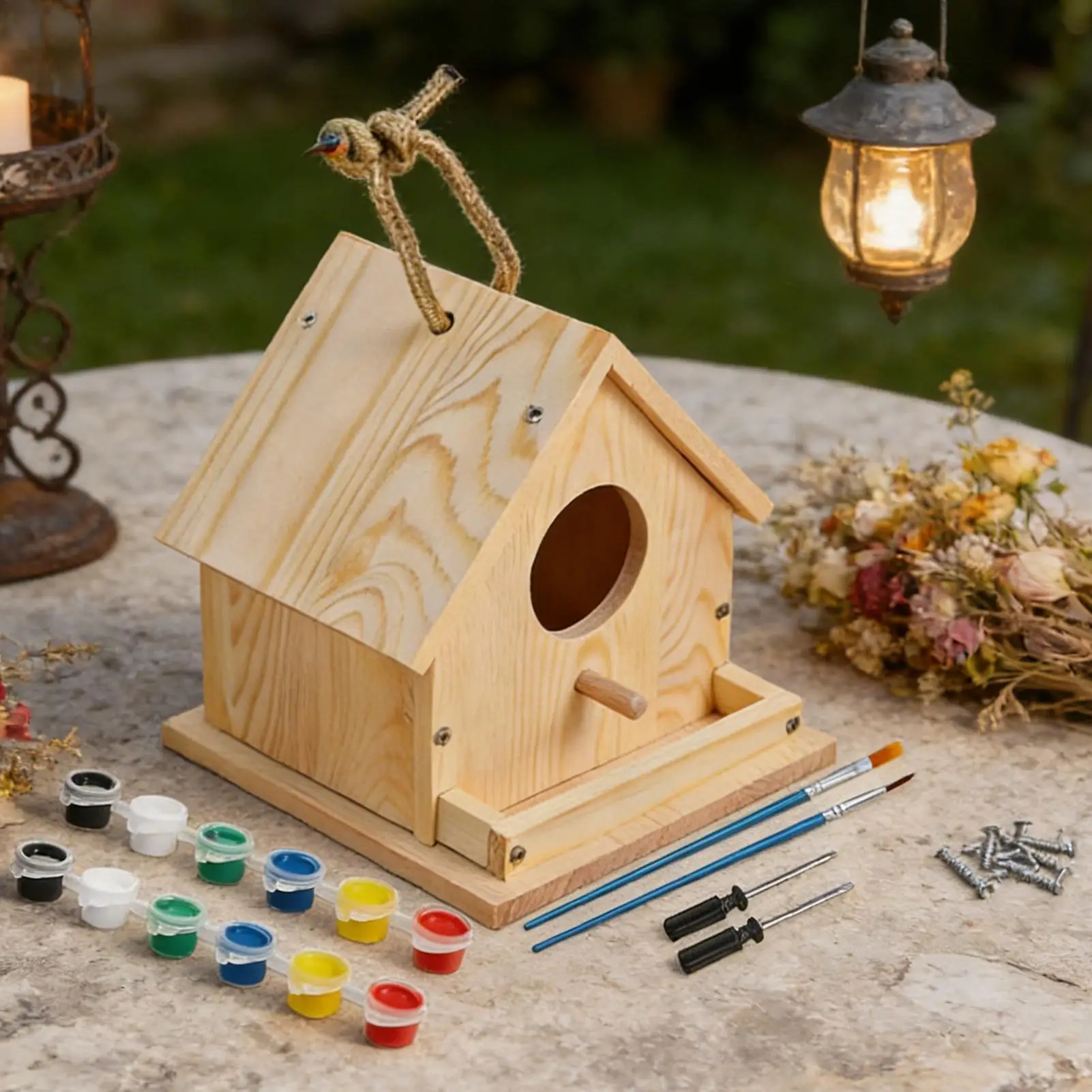 Bird House Kit Wooden Educational Hands-On Birdhouse Building Painting Kit for Spring Summer Home School Classroom Camp Holiday - Image 4