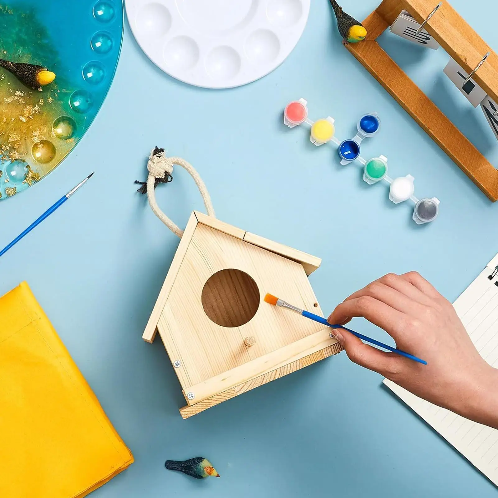 Bird House Kit Wooden Educational Hands-On Birdhouse Building Painting Kit for Spring Summer Home School Classroom Camp Holiday - Image 6