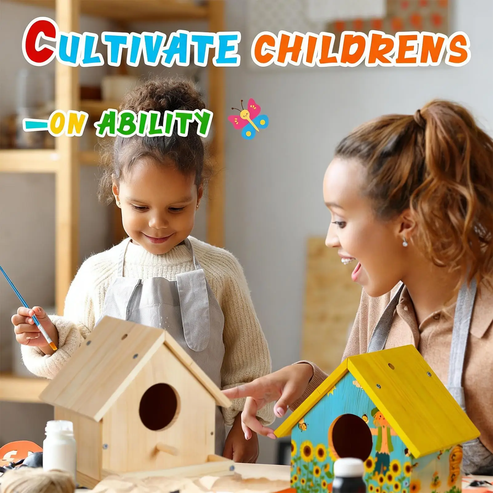 Bird House Kit Wooden Educational Hands-On Birdhouse Building Painting Kit for Spring Summer Home School Classroom Camp Holiday - Image 5