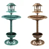 Bird bath & Feeder With Solar Power Light Birds Table Garden Station Ornament