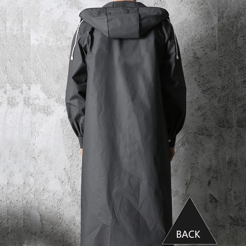 Black Fashion Adult Waterproof Long Raincoat Women Men Rain Coat Hooded For Outdoor Hiking Travel Fishing Climbing Thickened - Image 4