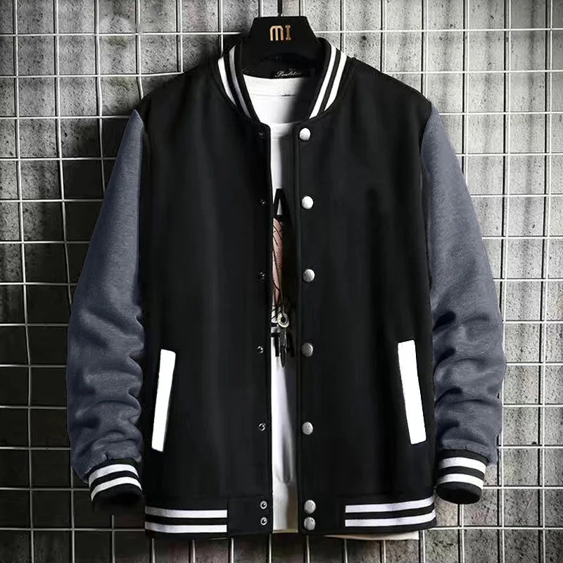 Black Gray White Solid Color Jacket Loose Oversize S-5XL Clothes Men Women Baseball Uniform Street Coat Warm Fleece Soft Jackets - Image 2