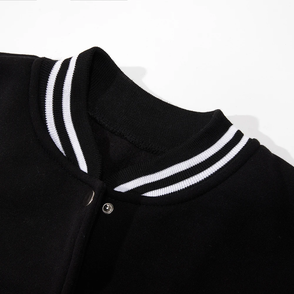 Black Gray White Solid Color Jacket Loose Oversize S-5XL Clothes Men Women Baseball Uniform Street Coat Warm Fleece Soft Jackets - Image 5