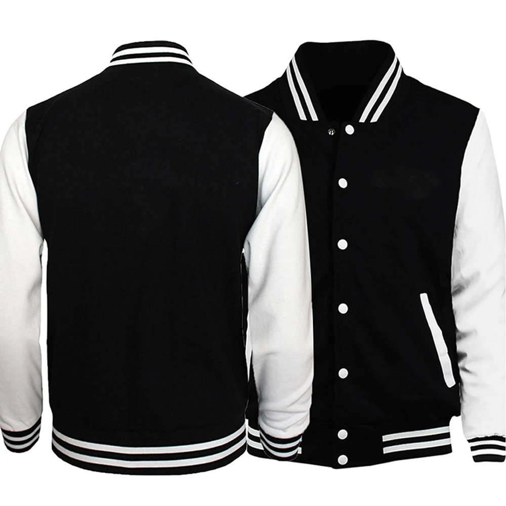 Black Gray White Solid Color Jacket Loose Oversize S-5XL Clothes Men Women Baseball Uniform Street Coat Warm Fleece Soft Jackets - Image 3
