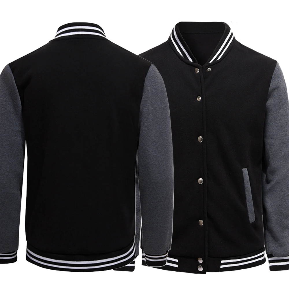 Black Gray White Solid Color Jacket Loose Oversize S-5XL Clothes Men Women Baseball Uniform Street Coat Warm Fleece Soft Jackets - Image 4