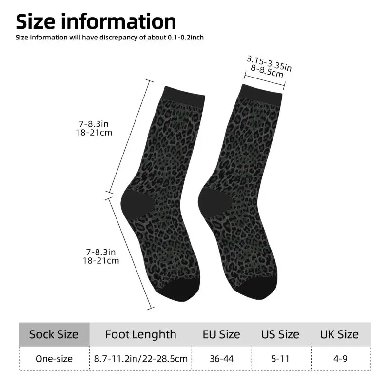 Black Leopard Print Funny Novelty Crazy Crew Tube Socks Athletic Sport Novelty Crew Socks Casual Crazy Dress Socks for Men Women - Image 2