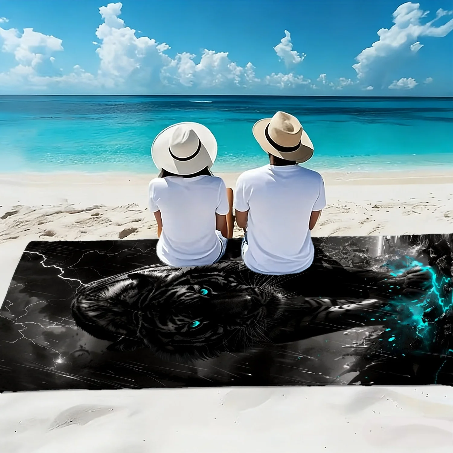 Black Panther Lightning Print Beach Towel Polyester Soft Quick Dry Large Bath Towel Summer Swimming Pool Surfing Blanket - Image 4