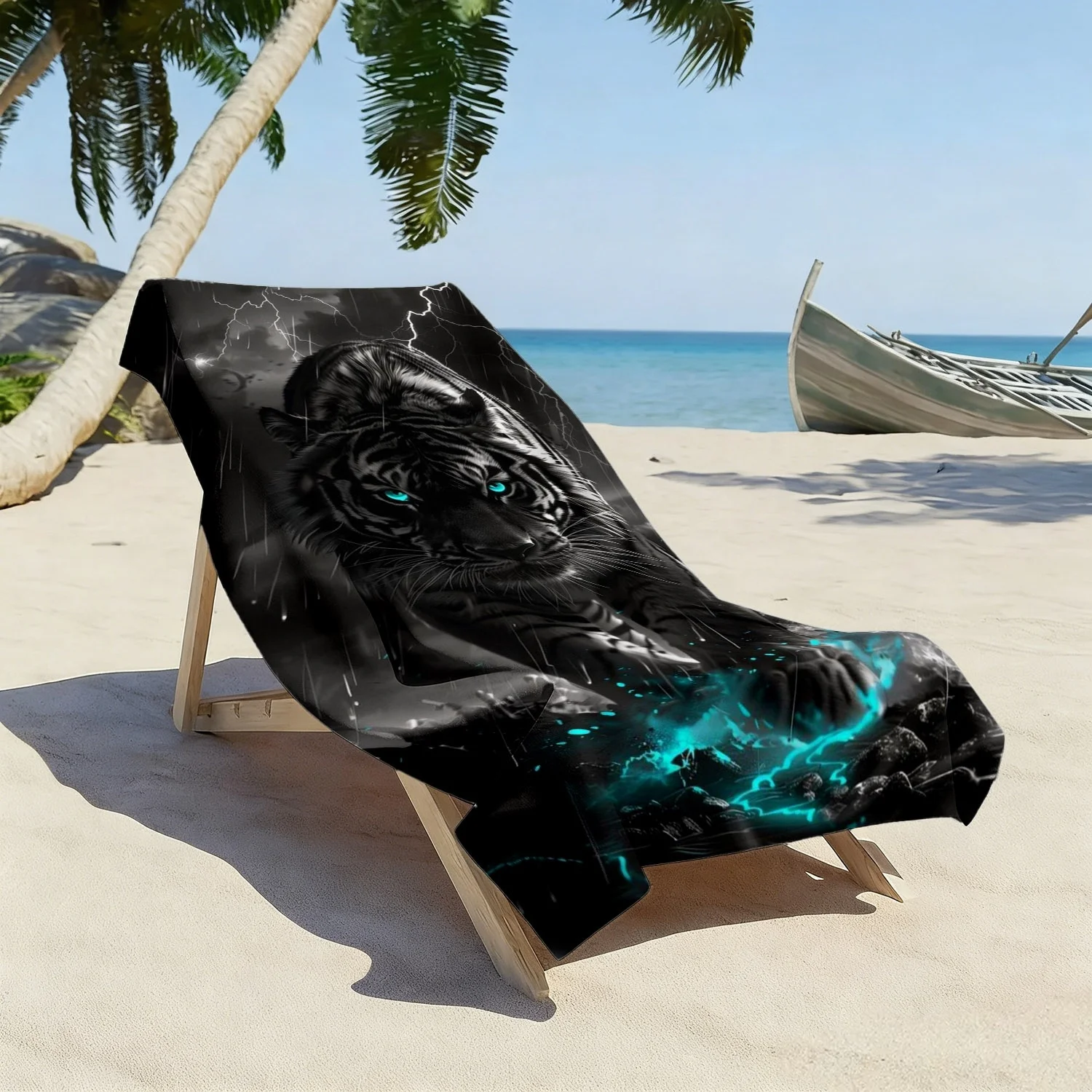 Black Panther Lightning Print Beach Towel Polyester Soft Quick Dry Large Bath Towel Summer Swimming Pool Surfing Blanket - Image 3