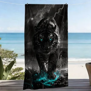 Black Panther Lightning Print Beach Towel Polyester Soft Quick Dry Large Bath Towel Summer Swimming Pool Surfing Blanket