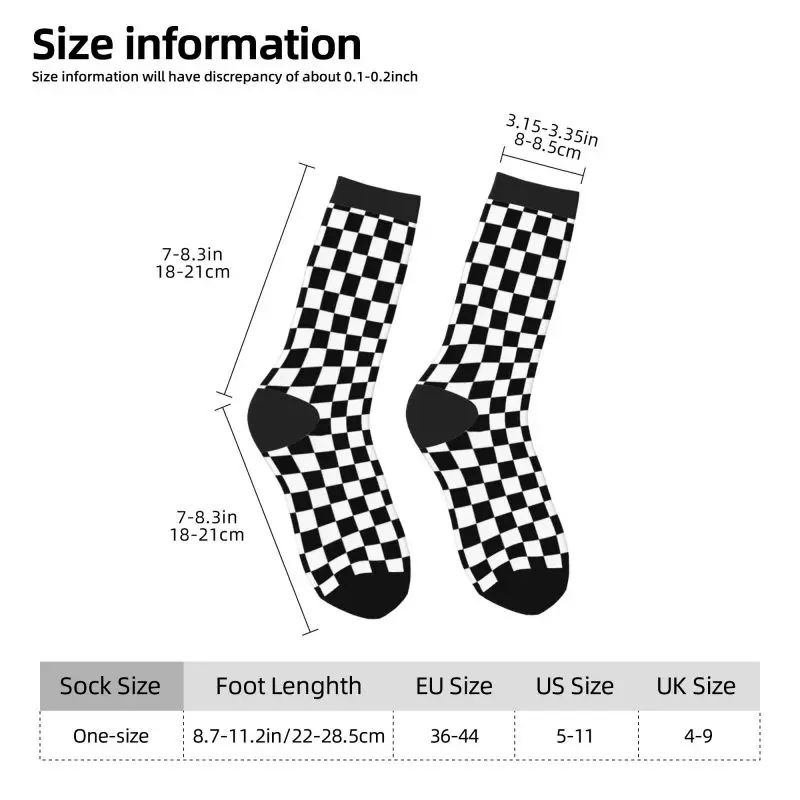 Black White Checkered Funny Socks Health Curve Novelty Casual Crew Socks Contrast Color Design for Women Men Gift - Image 2
