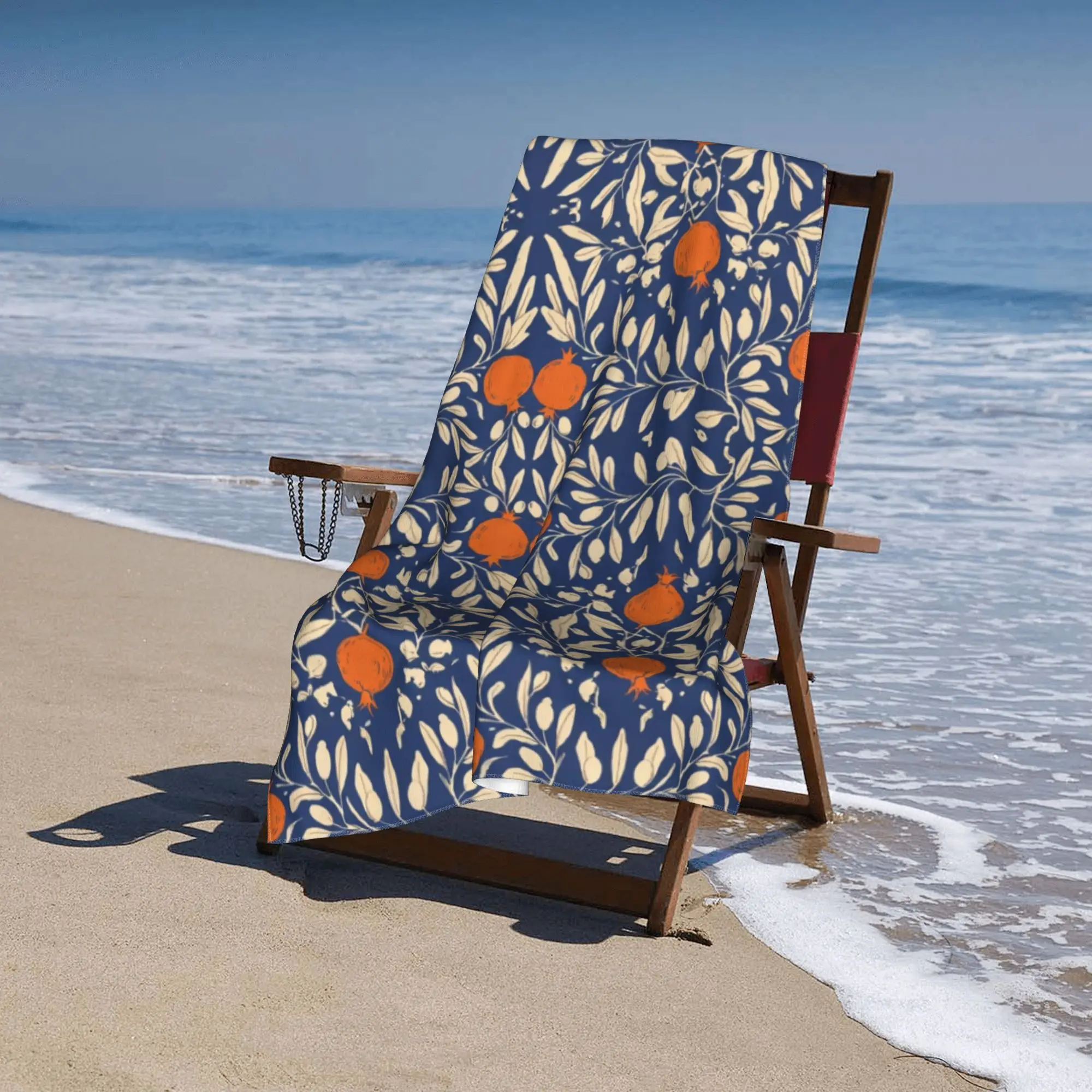 Boho Floral Citrus Print Beach Towel Large Turkish Cotton Bath Mat for Beach Resort Summer Vacation Decoration - Image 4