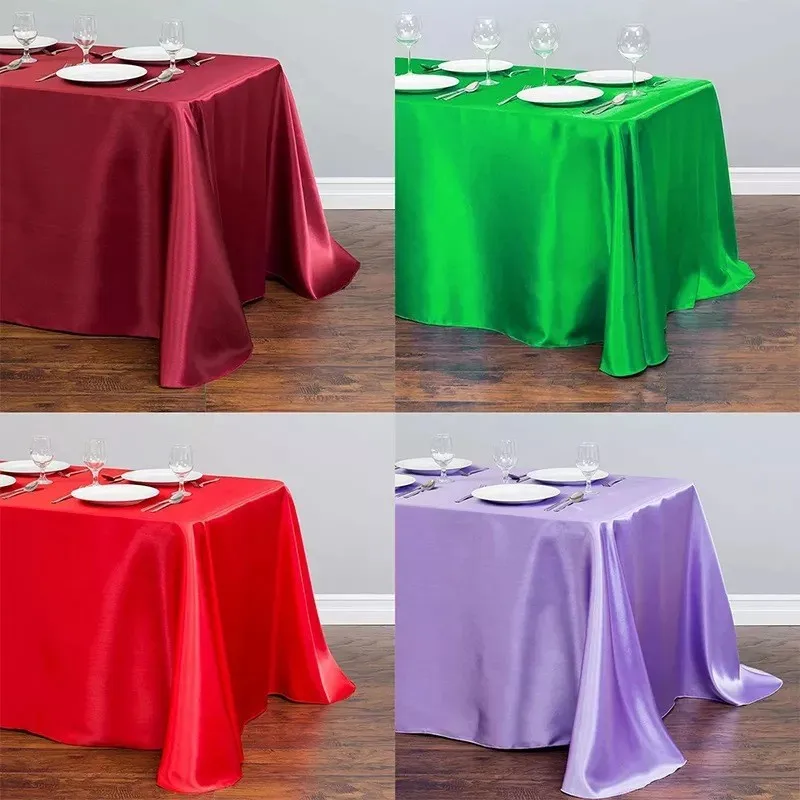 Burgundy Satin Tablecloth Silky Table Cover for Christmas Dining Wedding Party Banquets Decoration Square Solid Smooth - Image 7