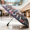 CH Folding Umbrella Manual Open Close Letter Print Windproof Sun Rain Dual Use Portable Travel Fashion Ladies Parasol
