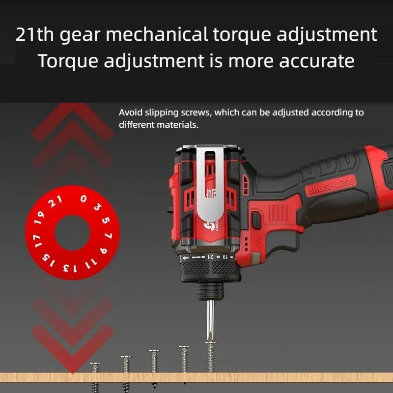 CHIGO Brushless Electric Drill Cordless Knockable Driller Driver 80N.m 18V Screwdriver Li-ion Battery Electric Power Tools - Image 6