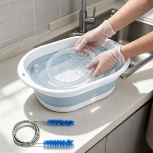 CPAP Cleaning Kit for Hose Mask Hanger Dryer with 6.9 ft Thick Wire Brush with Collapsible Wash Basin CPAP Accessories