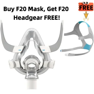 CPAP Full Face Mask Replacement Frame Compatible with AirFit F20, Cushion Elbow Assembly Set, Bonus Premium HighQuality Headgear