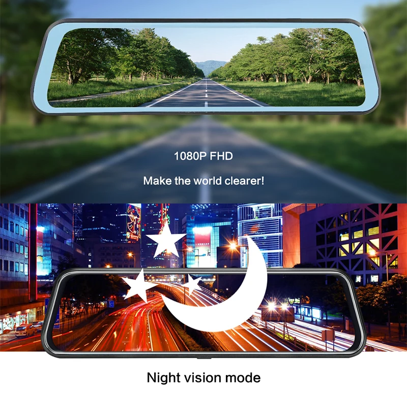 Car Rearview Dash Camera Front Wide 10.0 Inch Full Screen 1080P Auto Lens Cam Car Recorder Stream Media Auto 4K DVR - Image 6