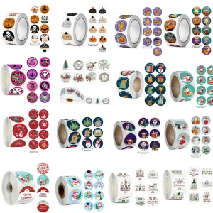 Cartoon Christmas Day gift stickers decorative sealing sticker DIY Customisation Merry ChristmasReward Self-adhesive labels Tape
