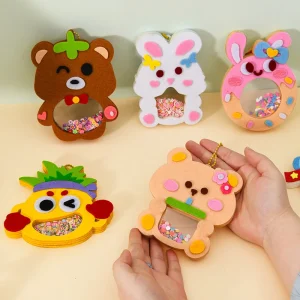 Cartoon Non Woven Shake Pendant DIY Material Kits For Children Kids Easy To Paste Accessories Handmade Crafts Shaker Puzzle Toys
