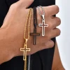 Casual Hollow Cross Necklaces for Men Boys,Waterproof Stainless Steel Cross Pendant Necklace,Religious Faith Prayer Jewelry Gift