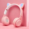 Cat Ear Headphones with Wireless Technology, Featuring RGB Lighting Effect, BT 5.0 with Low Latency, Long Battery Life, as a Gif