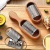 Cheese Grater With Wooden Container 304 Stainless Steel Cheese Grater Box Kitchen Parmesan Cheese Grater Shredder