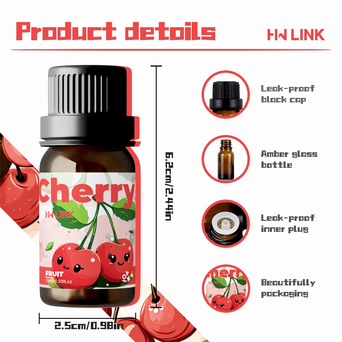 Cherry Fragrance Oils 10ml Red Cherry Fragrance Oils For Humidifier Diffusers Diy Candle - Image 4