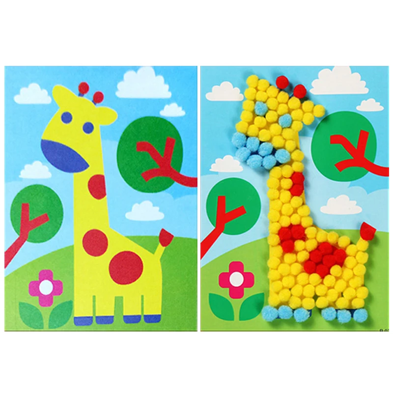 Children DIY Stickers Toys Button/Pompom/Diamond Early Education Kids Puzzle Handmade Creative Painting 3-6 Years Old Gifts TMZ - Image 4
