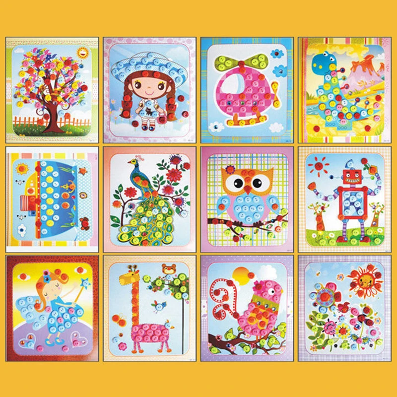 Children DIY Stickers Toys Button/Pompom/Diamond Early Education Kids Puzzle Handmade Creative Painting 3-6 Years Old Gifts TMZ - Image 6