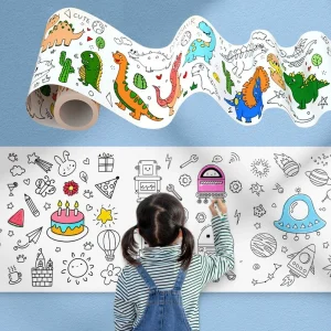 Children Drawing Roll DIY Sticky Color Filling Paper Coloring Paper Roll for Kids DIY Painting Drawing Early Educational Toys