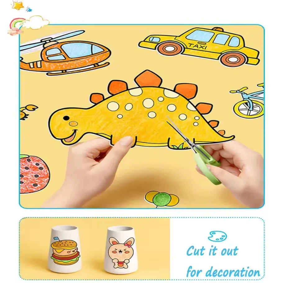 Children Drawing Roll DIY Sticky Color Filling Paper Coloring Paper Roll for Kids DIY Painting Drawing Early Educational Toys - Image 5