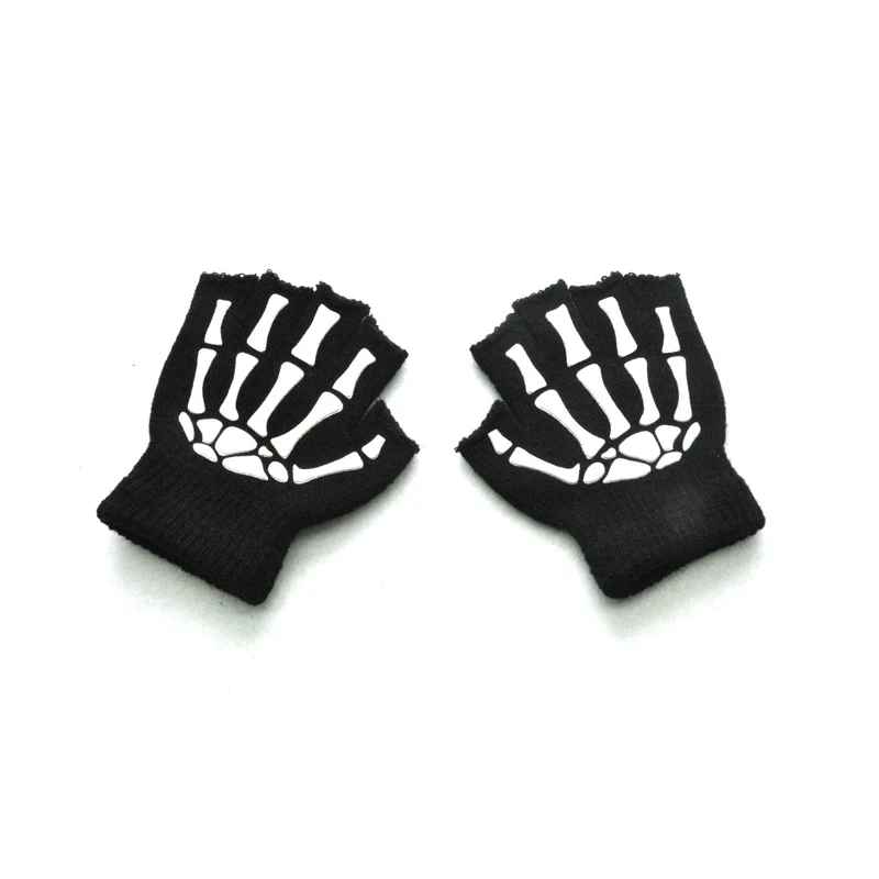Children Kids Halloween Gloves Luminous Skull Baby Boys Girls Winter Warm Gloves Kids Mittens Gloves For Halloween Gift - Image 4