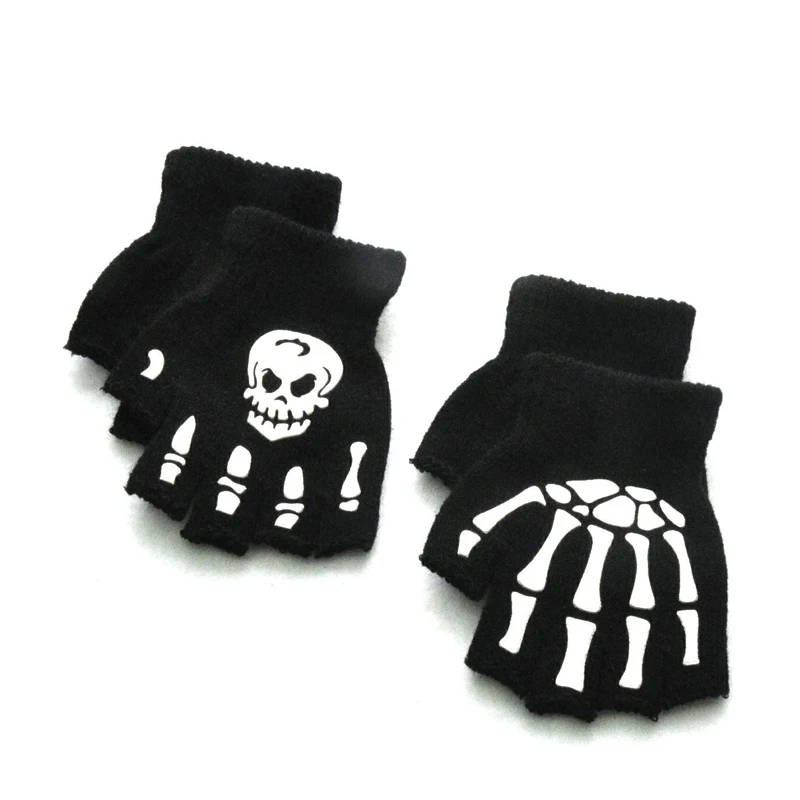 Children Kids Halloween Gloves Luminous Skull Baby Boys Girls Winter Warm Gloves Kids Mittens Gloves For Halloween Gift - Image 5