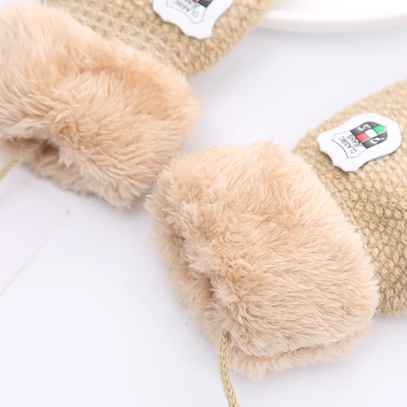 Children Knitted Gloves Winter Thick Warm Cashmere Kids Kindergarten Solid Color Full Finger Gloves Mitten For 1-3 Years - Image 5