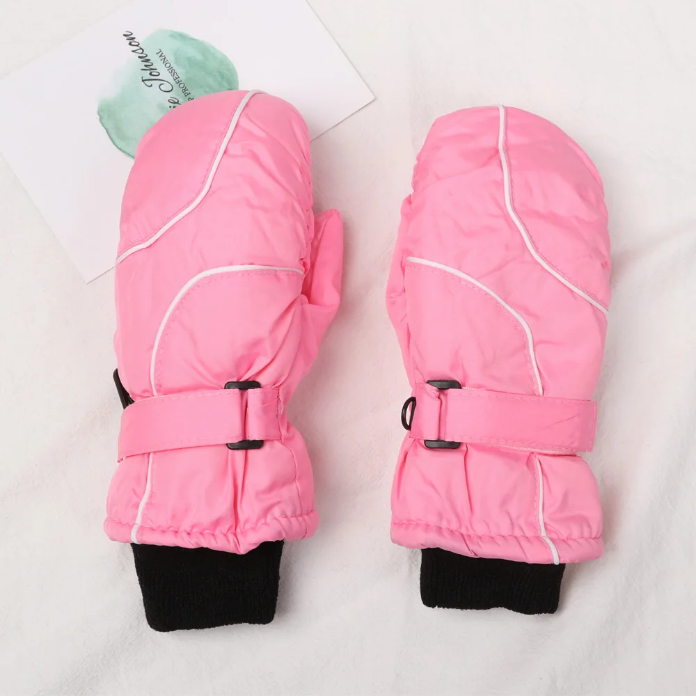 Children Ski Gloves Winter Thicken Warm Boys Girls Full Finger Mittens Non-slip Adjustable Windproof Waterproof For 5-9Y Kids - Image 4