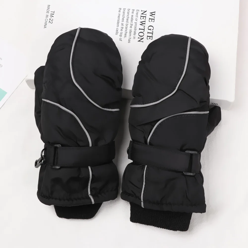Children Ski Gloves Winter Thicken Warm Boys Girls Full Finger Mittens Non-slip Adjustable Windproof Waterproof For 5-9Y Kids - Image 3