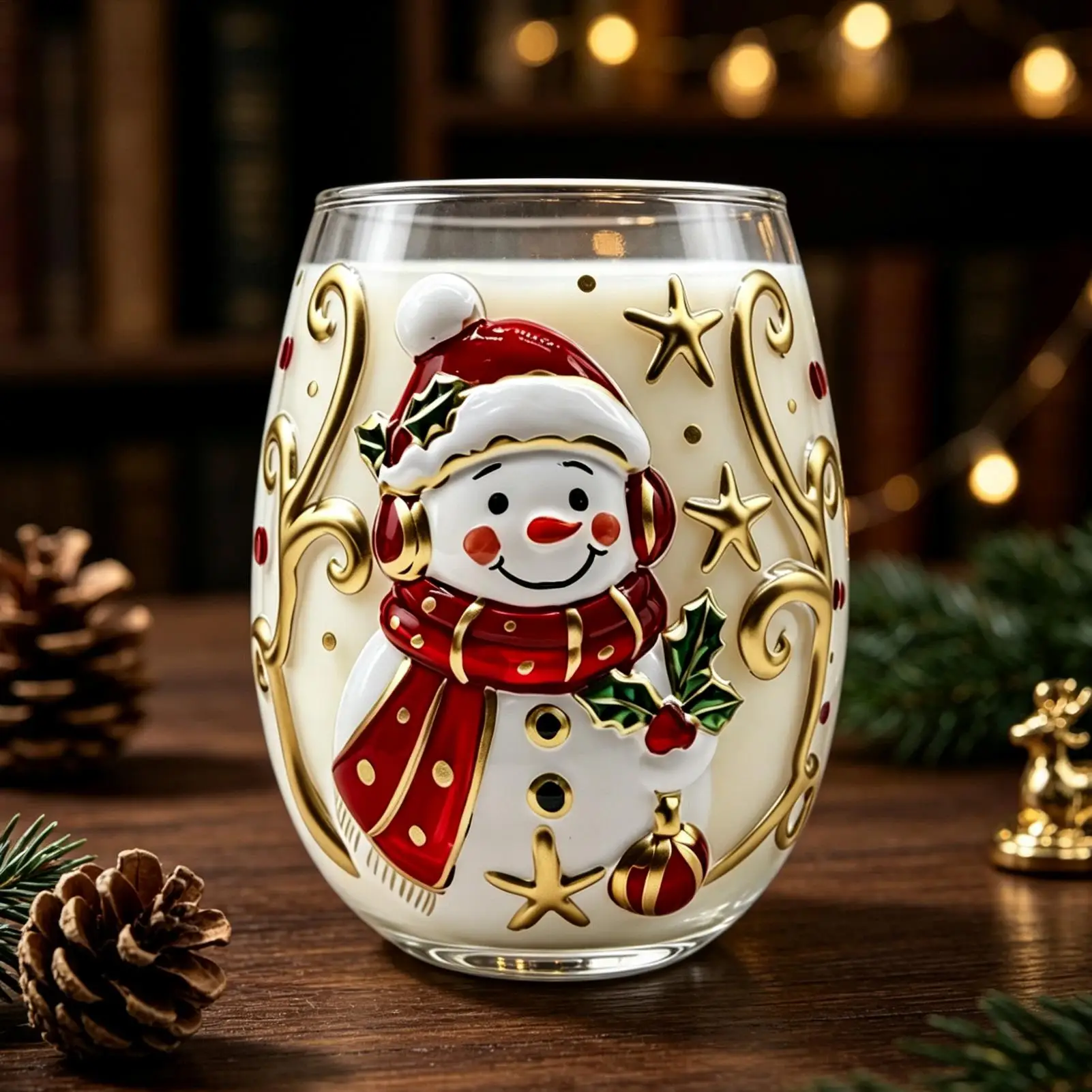Christmas 3D Glass Art Cup Snowman Shaped Handleless Wine Glass Perfect for Holiday Parties Home Decor and Unique Christmas Gift - Image 5
