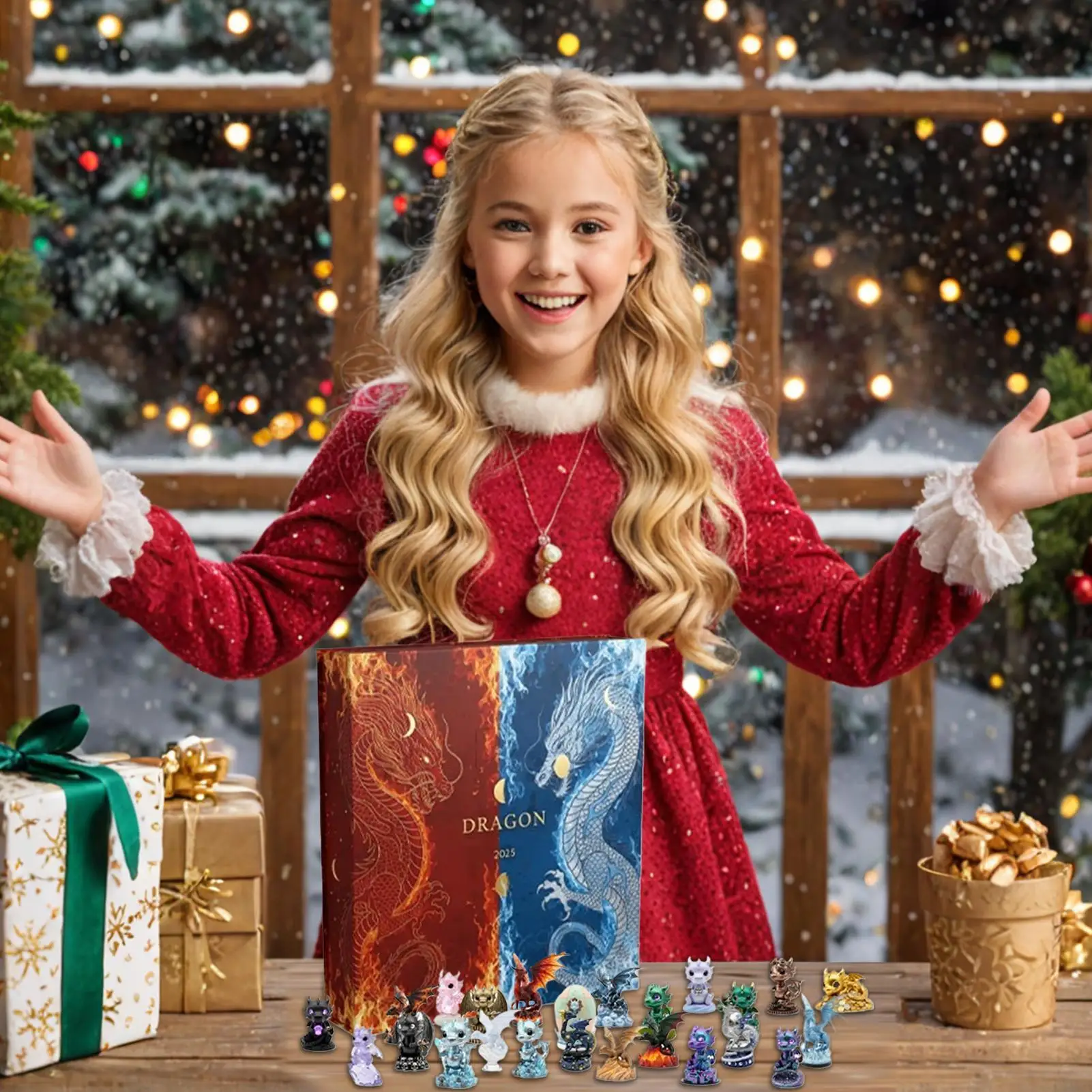 Christmas Calendar Advent 2025 Cute 2D Acrylic 24 Days Party Favors Dragon Ornament Countdown Calendar for Kids Birthday Gift - Image 2