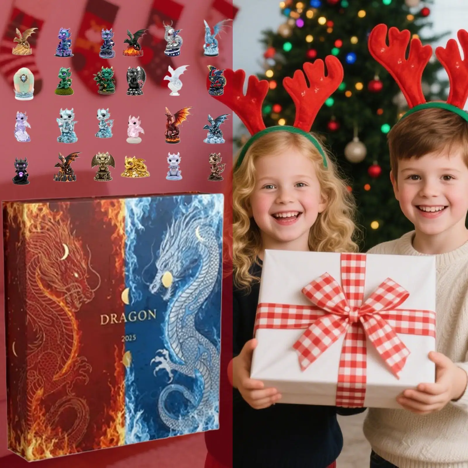 Christmas Calendar Advent 2025 Cute 2D Acrylic 24 Days Party Favors Dragon Ornament Countdown Calendar for Kids Birthday Gift - Image 4