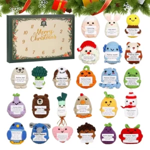 Christmas Calendar Advent 2d Acrylic Holiday Themed Decorations 24 Days Positive Crochet Animals Christmas Countdown Calendar
