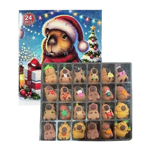 Christmas Capybara Countdown Calendar Capybara Christmas Miniature Doll Advent 24pcs 3D Cute Capybara Christmas tree Pendant