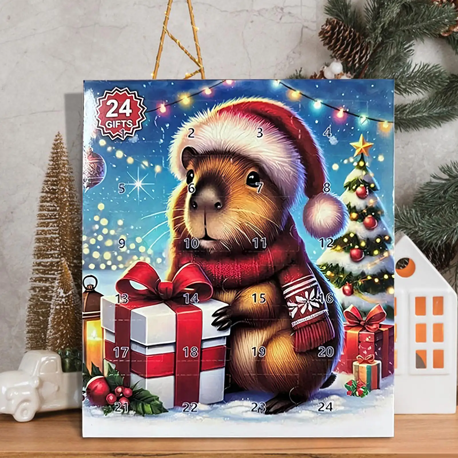 Christmas Capybara Countdown Calendar Capybara Christmas Miniature Doll Advent 24pcs 3D Cute Capybara Christmas tree Pendant - Image 6