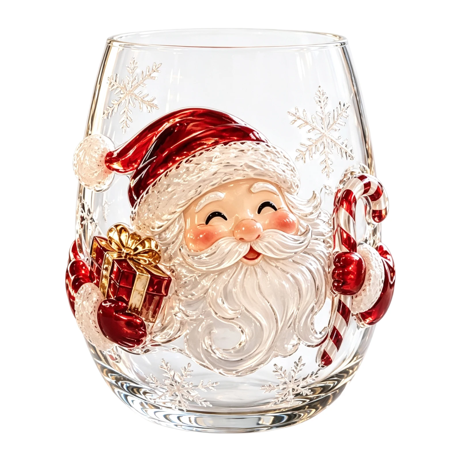 Christmas Embossed Glass Cup 3D Santa Claus Reindeer for SNOWMAN Tree Holiday Drinkware Festive Winter Gift - Image 2