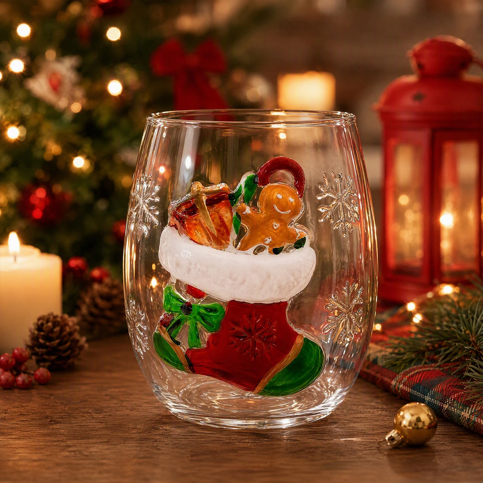 Christmas Embossed Glass Cup 3D Santa Claus Reindeer for SNOWMAN Tree Holiday Drinkware Festive Winter Gift - Image 4